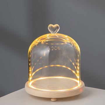 Warm LED Wooden Heart Dome Light for Figures