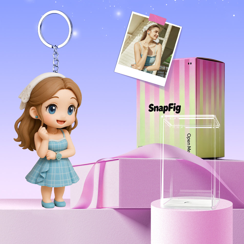 Custom 3D Keychain Figure from Your Photo Personalized Mini Doll Christmas Gift for Couples Family Friends
