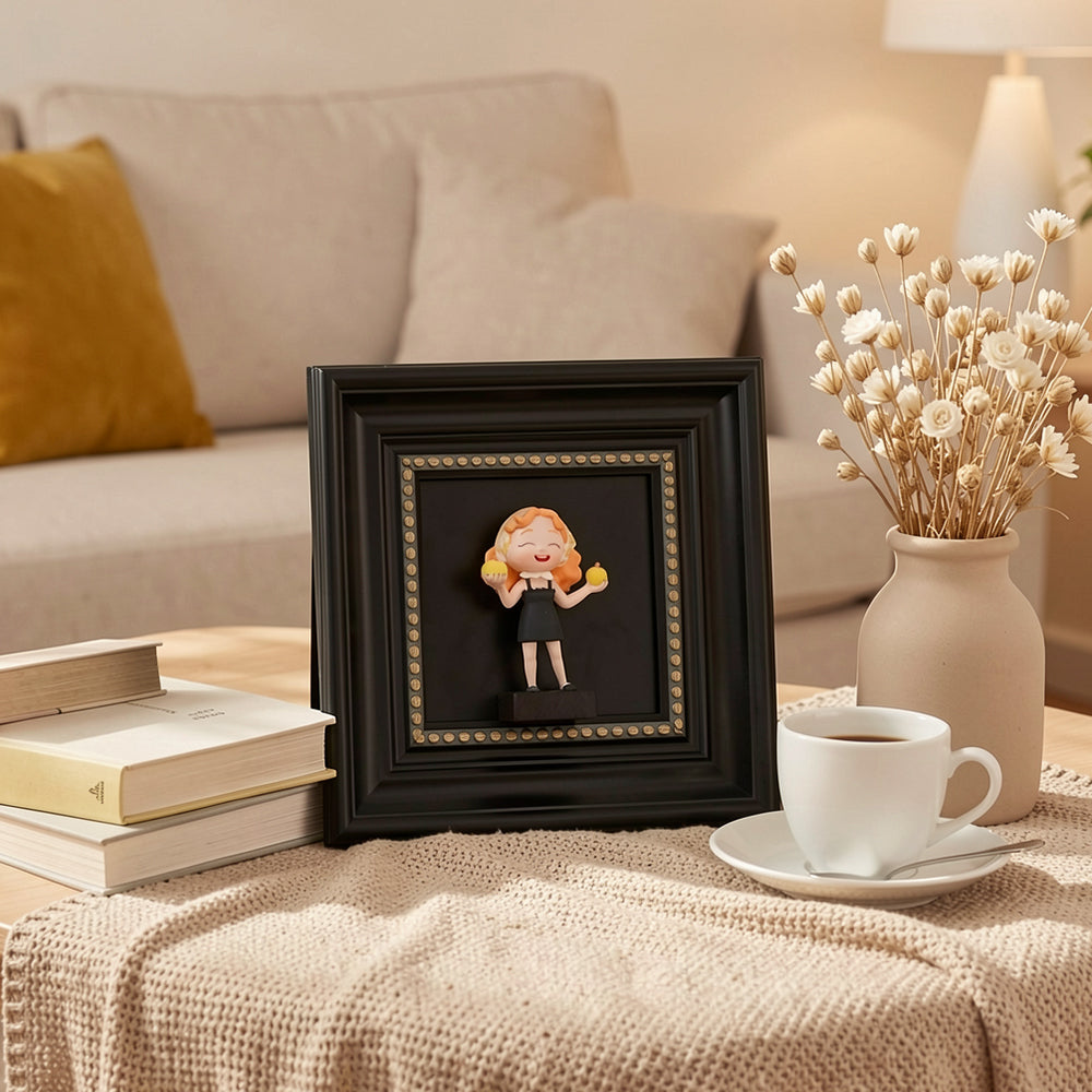 Floating Figurine Photo Display Frame - Desk and Wall Mount