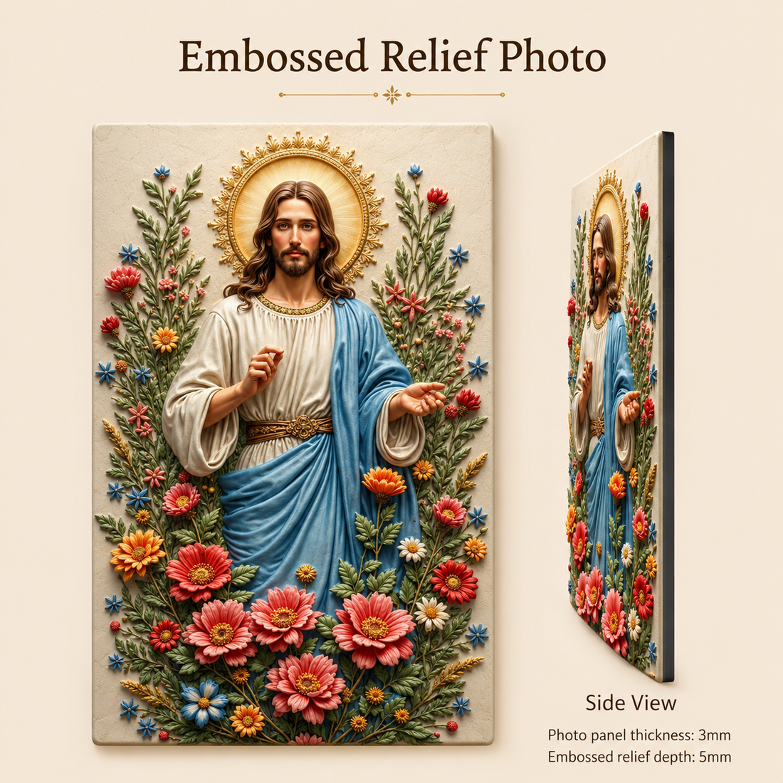 Custom 3D Embossed Relief Photo Frame - Oil Painting Lightbox Portrait