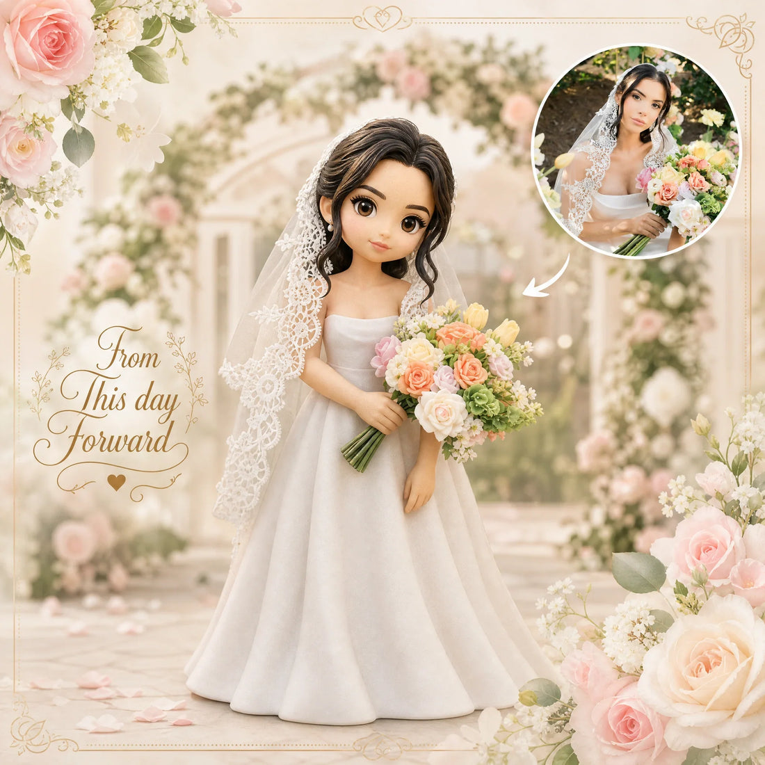 Custom Bride Figurine - Personalized Bridal Shower & Wedding Day Gift