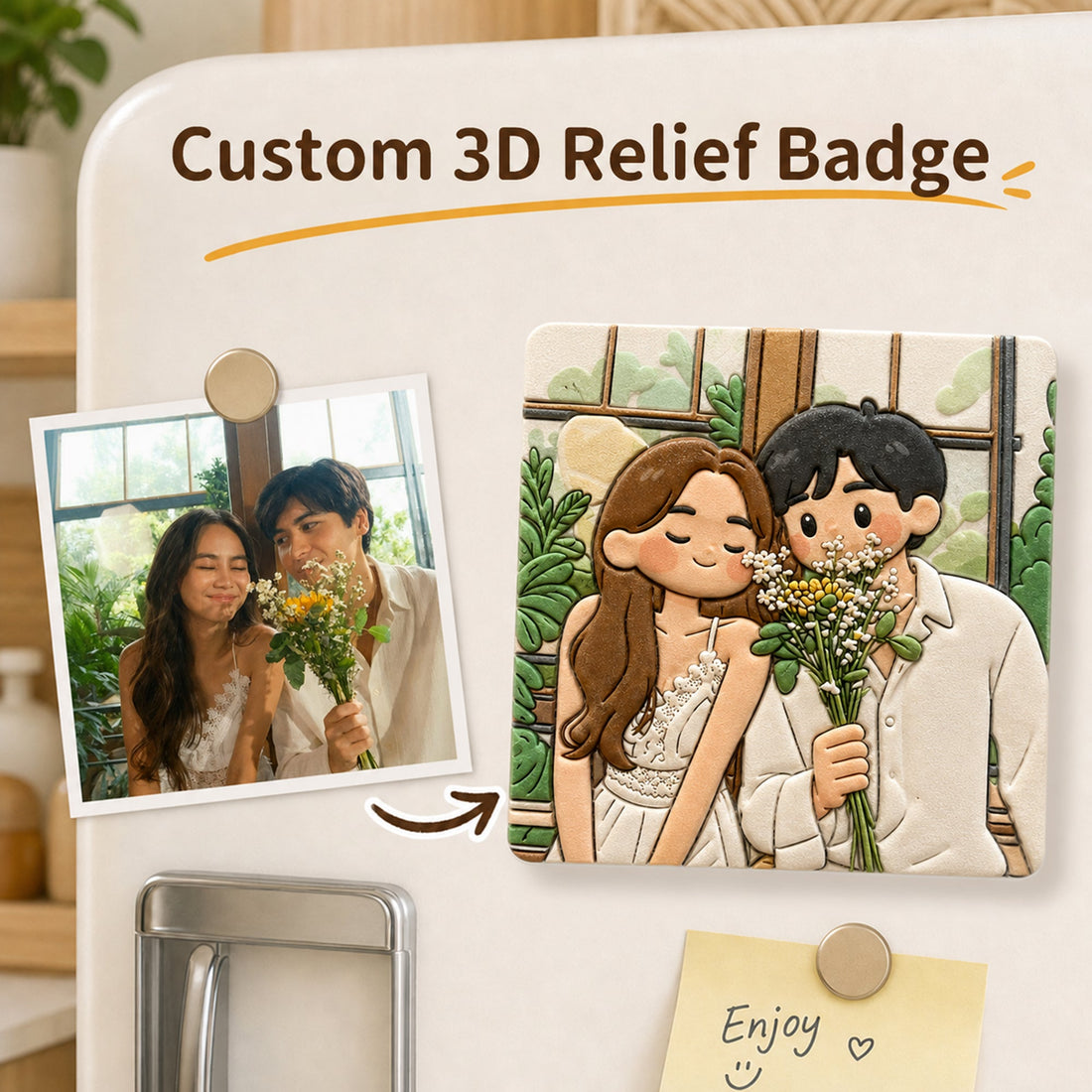 Custom Fridge Magnet from Photo - 3D Relief Keepsake